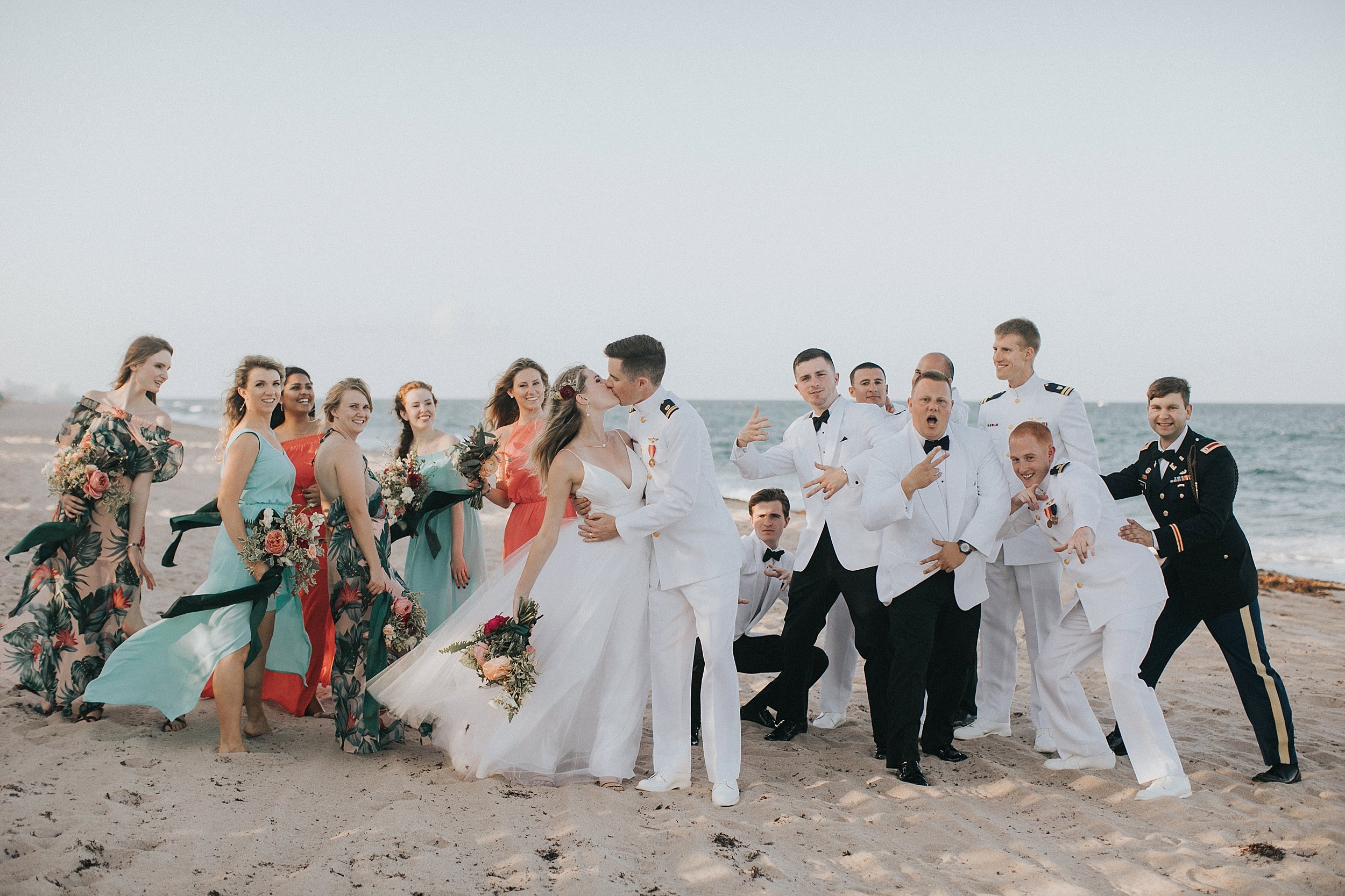 fun bridal party photos on the beach florida