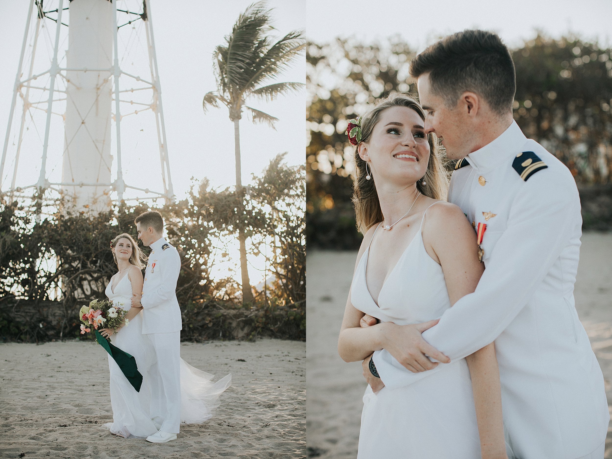 bride and groom portraits on the beach