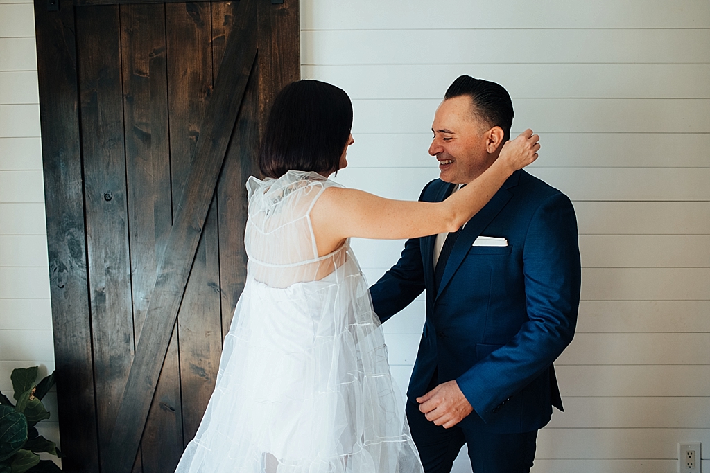 emotional groom on his elopement day
