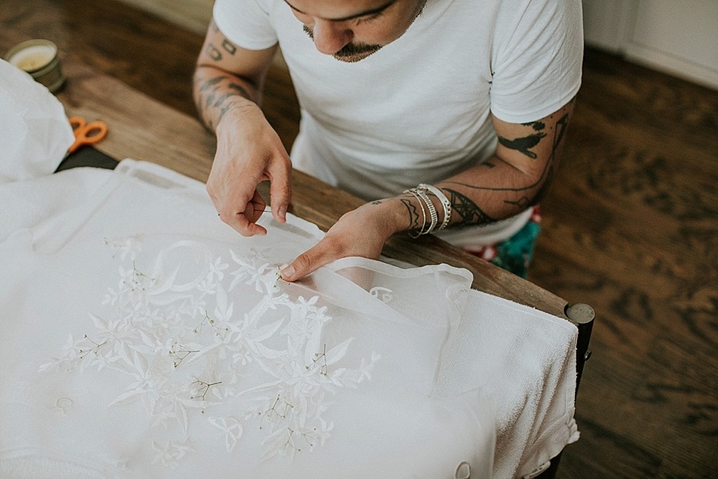 handmade wedding dress details
