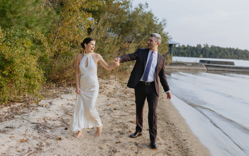 an intimate backyard wedding on long lake in traverse city