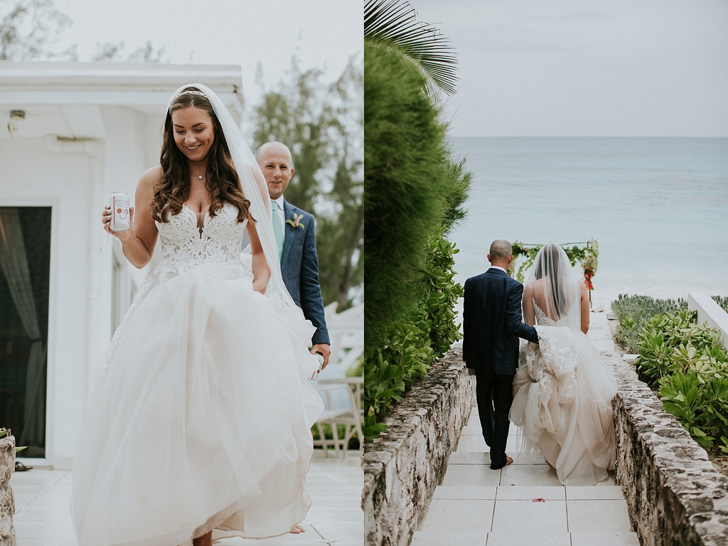 bride and groom in the bahamas