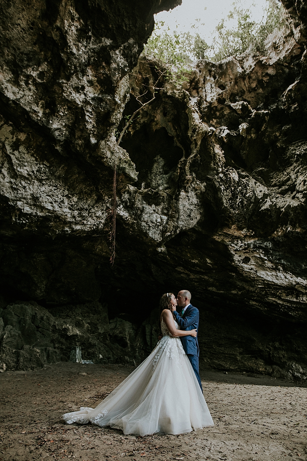 Wedding portraits in a cave