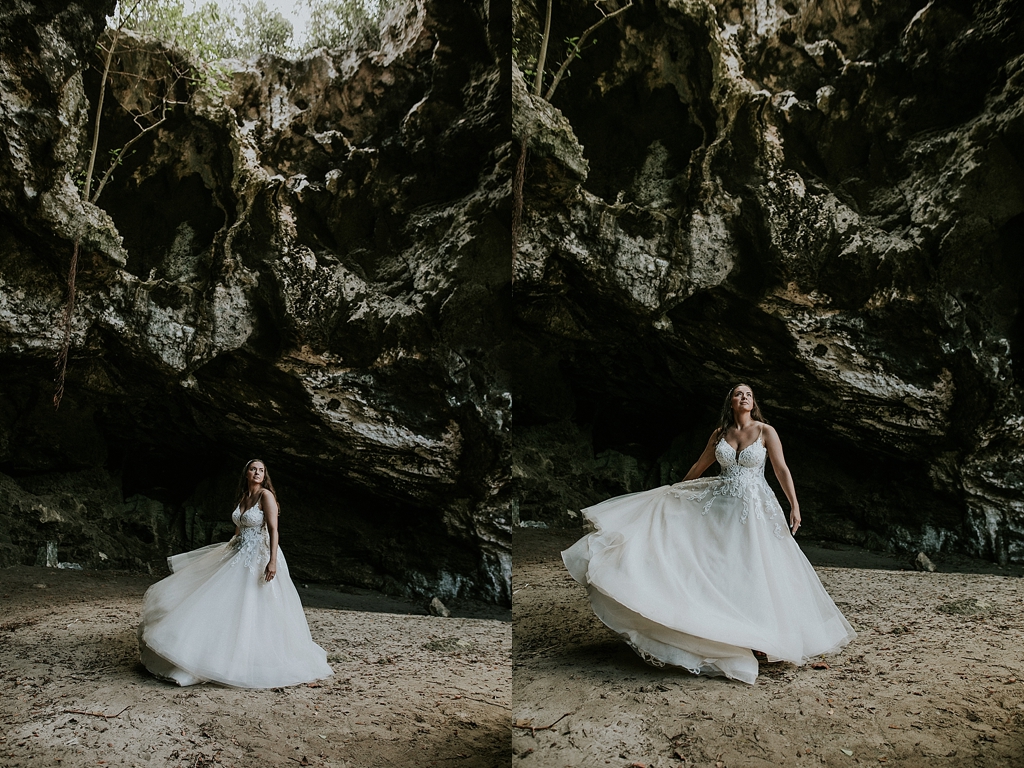 bridal portraits in a cave